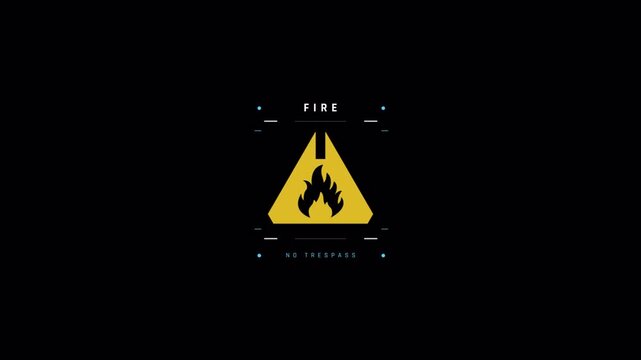 Minimalist Fire Hazard Warning Symbol Animation with Geometric Design.
