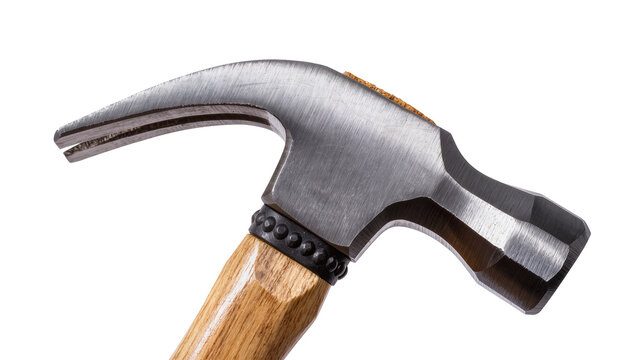 Claw hammer with metal head and wooden handle