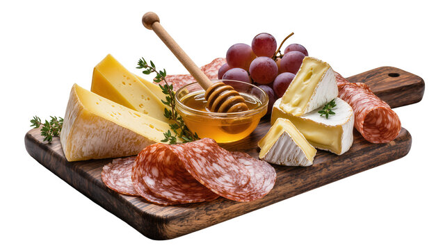 Cheese and Salami Platter with Grapes and Honey