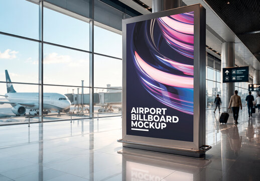 Airport Advertising Billboard Mockup Template