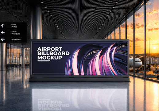Airport Billboard Mockup Template