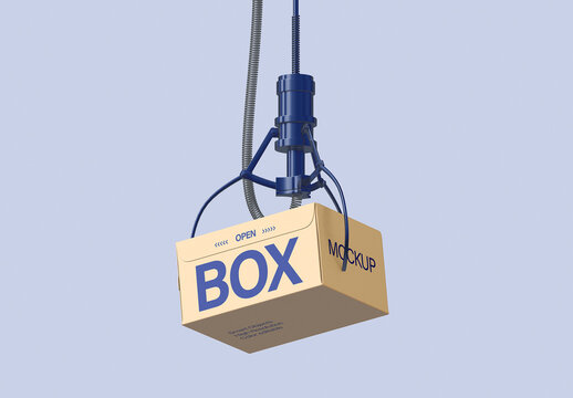 Hanging Cardboard Box Mockup with Claw Machine