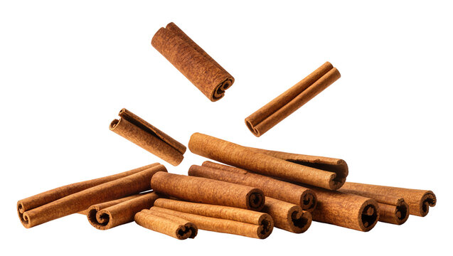Cinnamon sticks pile spice, natural wood texture