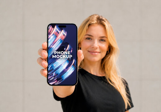 Woman Phone Mockup Template