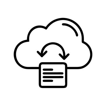 Cloud data synchronization icon with document and refresh symbols.