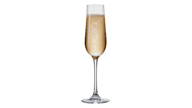 Champagne flute with sparkling wine and bubbles