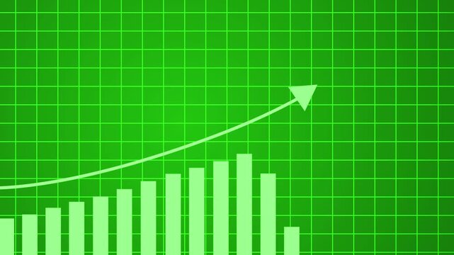 Minimal growth chart with rising bars and an upward arrow animation