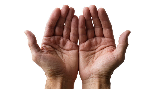 Open human hands cupped upwards, palms facing sky