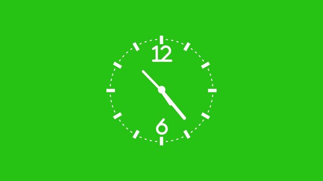 Minimal analog clock face hands and numbers showing a simple time display animation