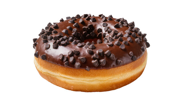 Chocolate glazed donut with mini chocolate chips