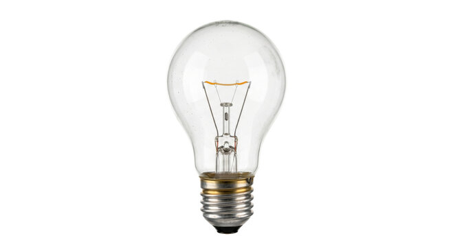 Classic incandescent light bulb with visible filament and metal screw base