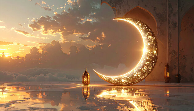Crescent Moon Landscape