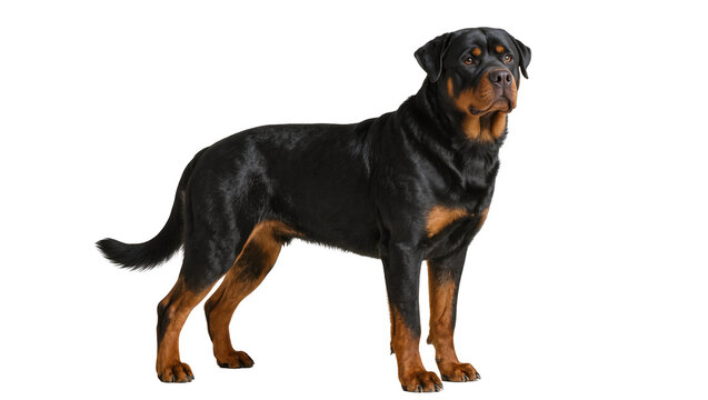 Rottweiler dog standing profile view black and tan coat