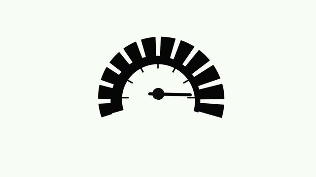 Simple gauge or speedometer icon partial dial with a needle and segmented scale animation