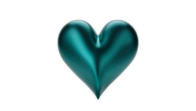 Teal metallic heart shape with smooth surface and reflections