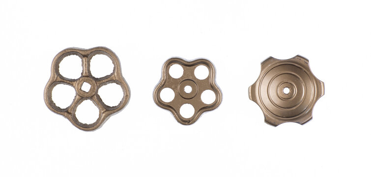 Bronze water valves isolated on white background
