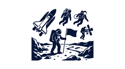 Space Exploration Astronaut Icon Set © Gozel