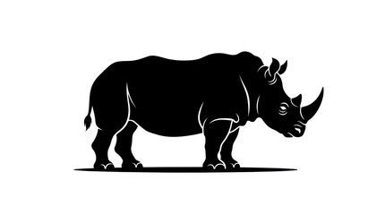 Black Rhinoceros Silhouette Vector Illustration © Gozel