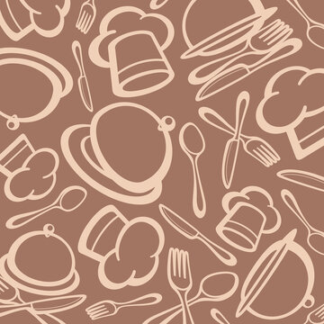 Restaurant background, pattern set. Collection icon restaurant. Vector