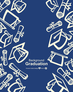 Graduation background, pattern set. Collection icon graduation cap. Vector