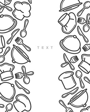 Restaurant background, pattern set. Collection icon restaurant. Vector