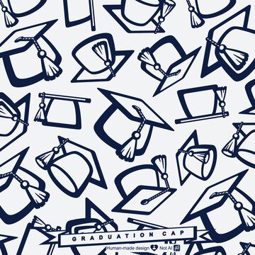 Graduation background, pattern set. Collection icon graduation cap. Vector