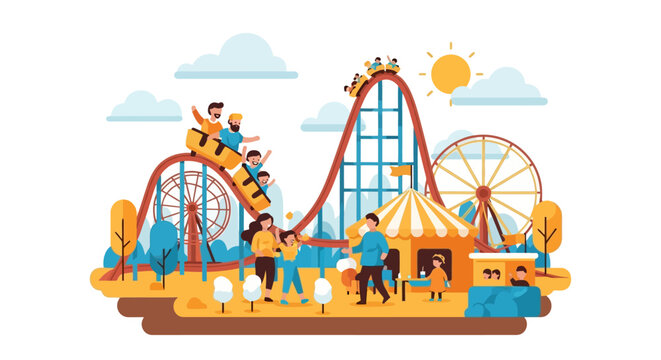 People Enjoying Amusement Park Rides Together.