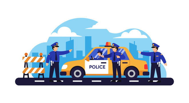 Police Officers Directing Traffic Safety.