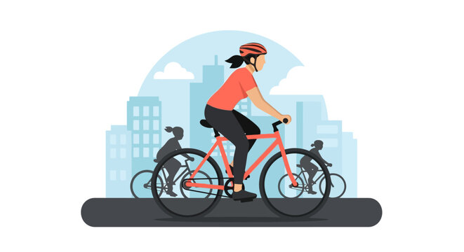 Woman Riding a Bicycle Outdoors.