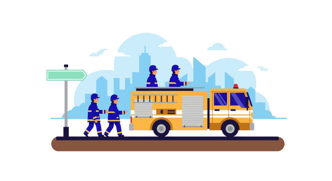 Yellow School Bus with Kids Walking.