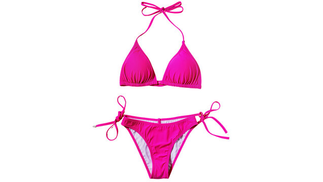 Hot pink halter bikini set with tie sides