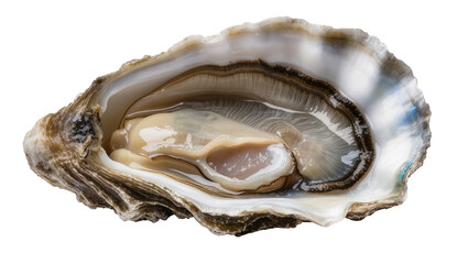 Fresh raw oyster in shell with glistening meat and liquor © Eustace