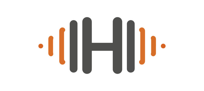 Abstract design with letter h and orange shapes