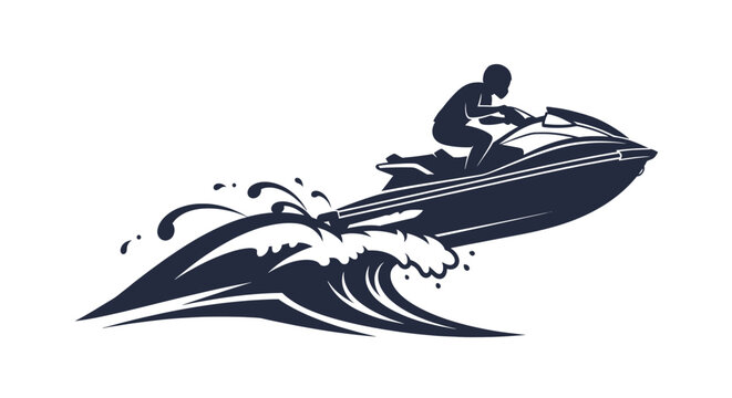 Man riding a jet ski fast.