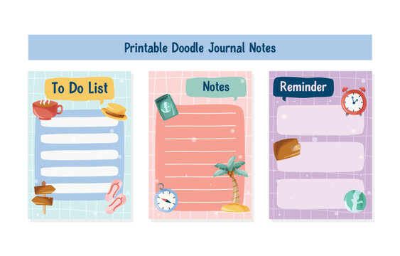 Printable doodle journal notes with to-do list
