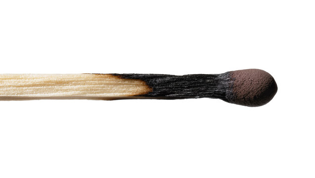 Burnt wooden matchstick with brown head