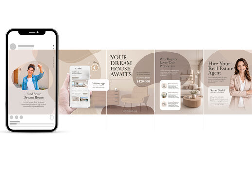 Real State Socia Media Carousel Forms Style