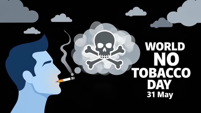 World No Tobacco Day Awareness Illustration of a Man Smoking for Health Campaigns and Anti-Smoking Educational Content.