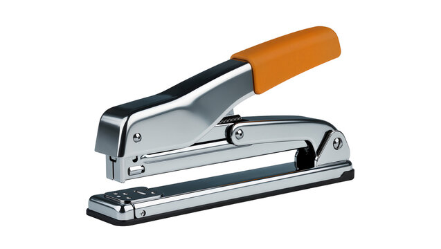 Chrome stapler with orange grip