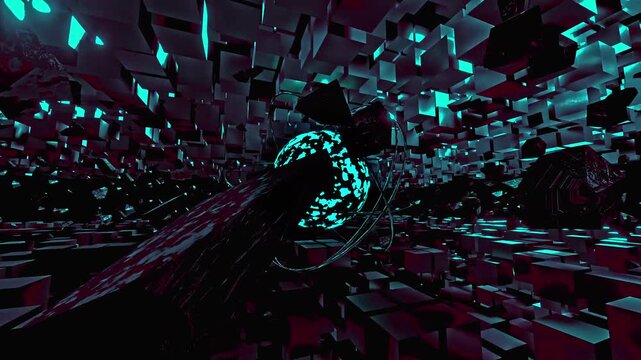 Cyan Shockwave Core Field 4K Sci-Fi VJ Loop