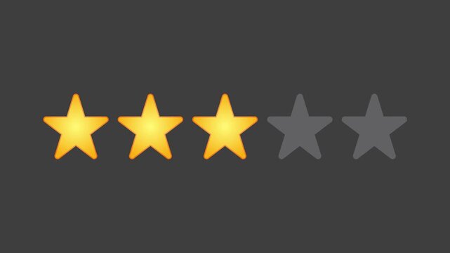 Video animation of a 1- to 5-star rating. Business concept for online star ratings.
