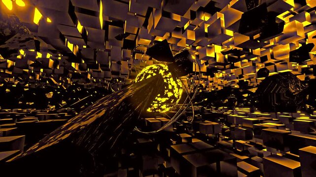 Gold Shockwave Core Field 4K Sci-Fi VJ Loop