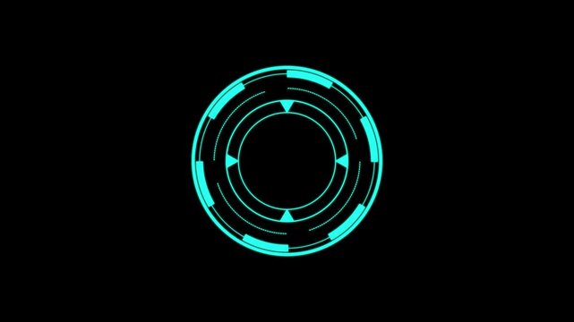 Sci Fi Futuristic HUD Circle Interface Digital Display with Hologram Buttons Loading Target Elements and Alpha Channel Motion Graphics Overlay