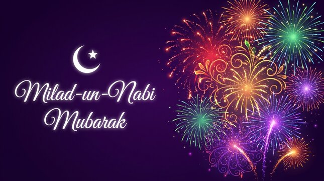 milad un nabi banner with fireworks design