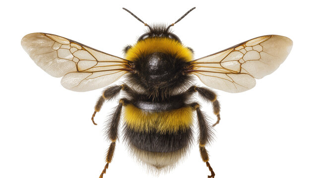 Bumblebee with black and yellow stripes and wings