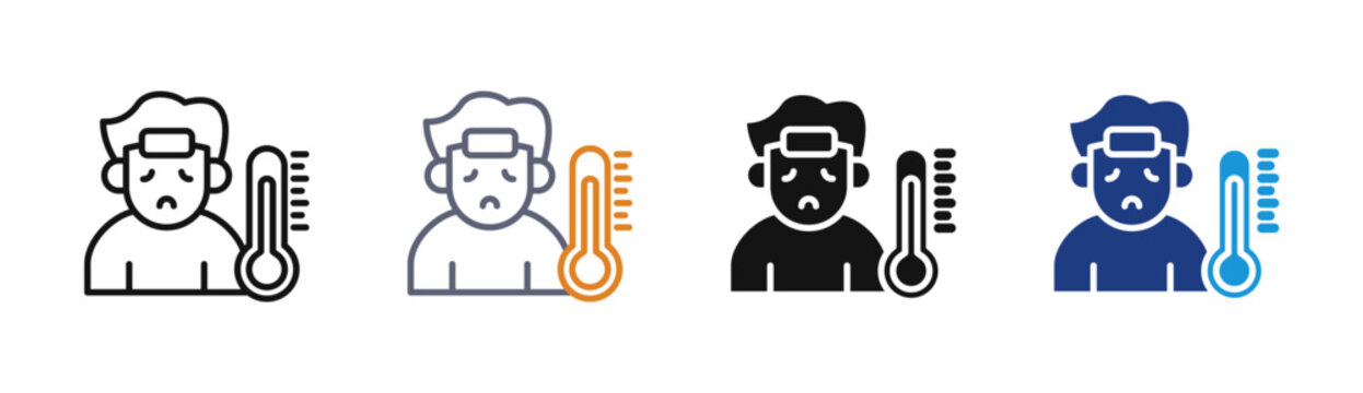 Fever Patient icon set multiple style collection