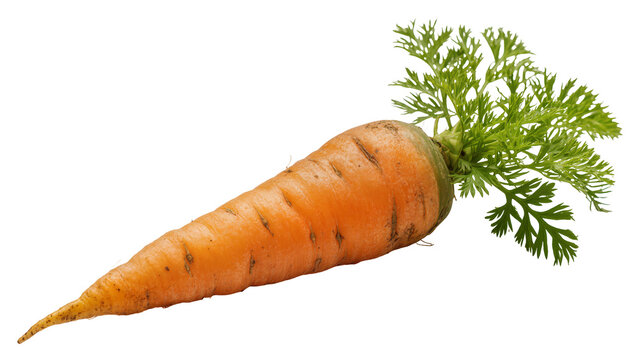 Orange carrot with green leafy tops
