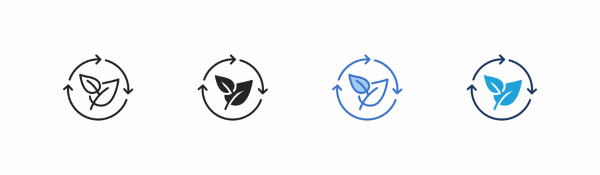 Set of biodegradable icon collection in multiple style. Icon suitable for web and mobile application