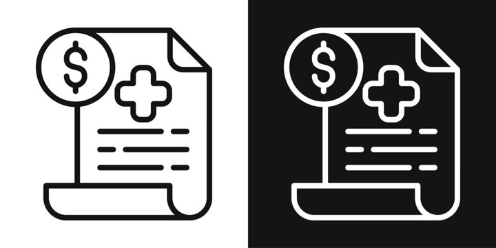 Medical Billing Icon In Black And White Line Style