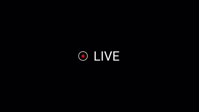 Live button animation, live button overlay animation on a transparent background, live button animation perfect for shows and live performances in 4k with alpha channel.